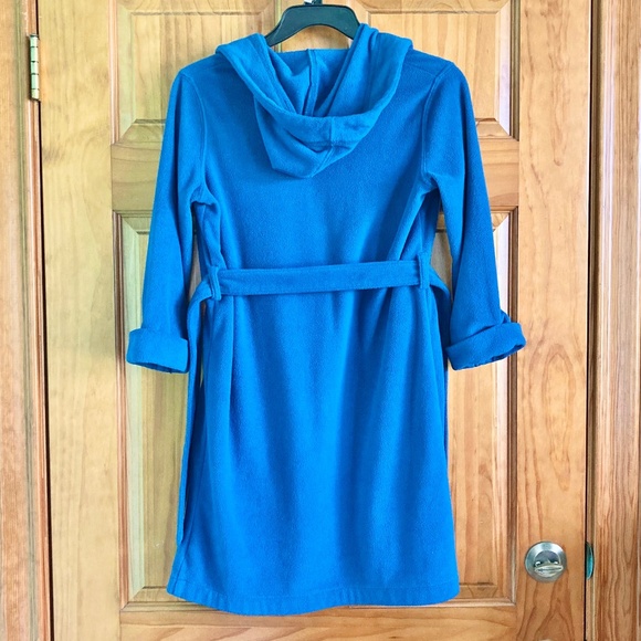 Boy’s size 6 gently used Lands’ End warm blue fleece robe with a hood - Picture 3 of 7